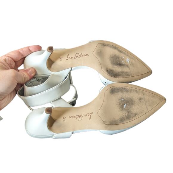 Sam Edelman Odynna Pointed Toe Heels White Laser Cut Floral Dainty Womens 9.5 - Picture 4 of 8